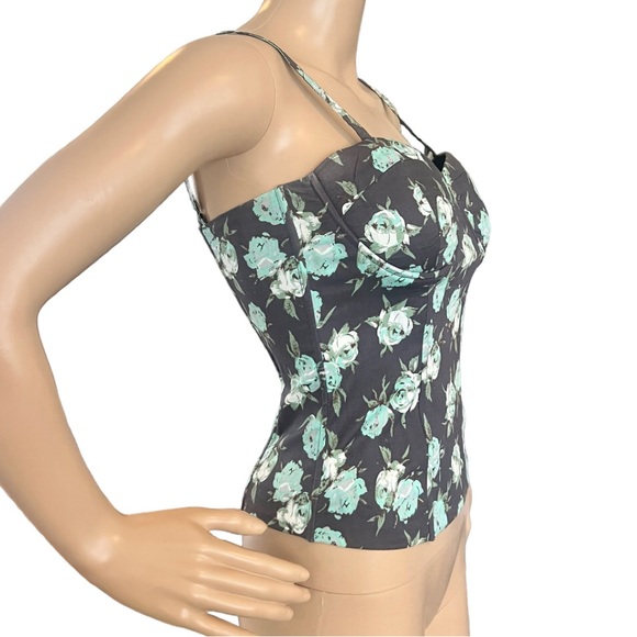 Full Tilt Juniors Retro Pinup Corset Top Bustier Smocked Back - Picture 2 of 4